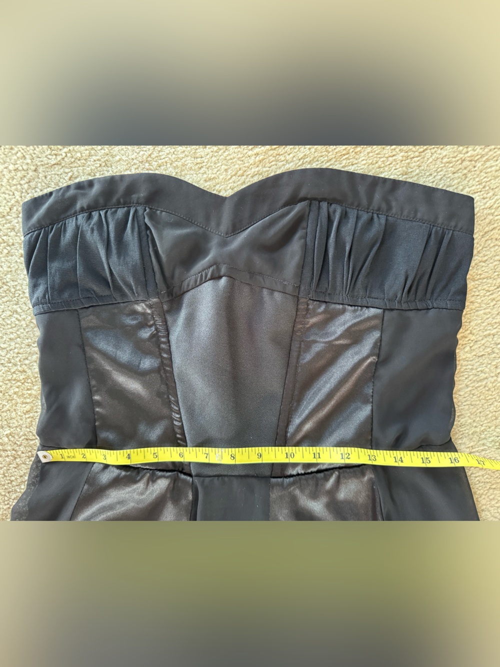 Size large L le chateau Black Strapless Satin Cocktail Dress corset style satin - Picture 6 of 15